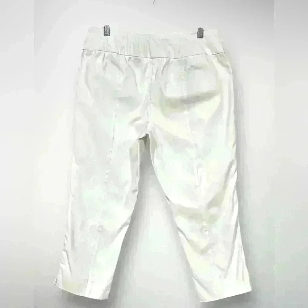 Women's White Mid Rise Pull-on Cropped Capri Pants Size 12 C Est. 1946 - Picture 7 of 8